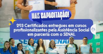 Entrega de certificados dos cursos profissionalizantes realizados na cidade e também nas vilas do município.